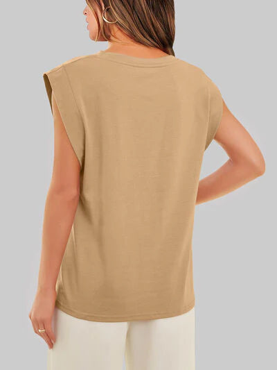 Round Neck Cap Sleeve Top