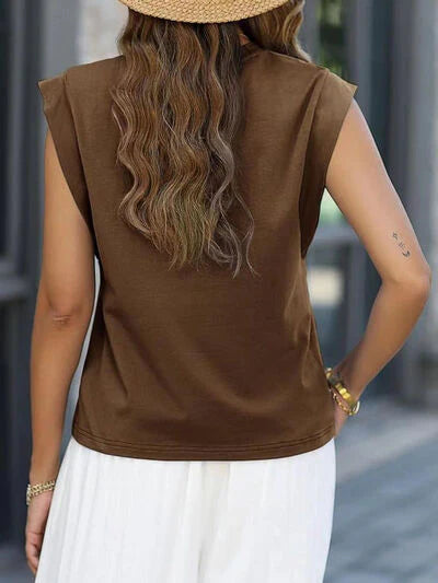 Round Neck Cap Sleeve Top