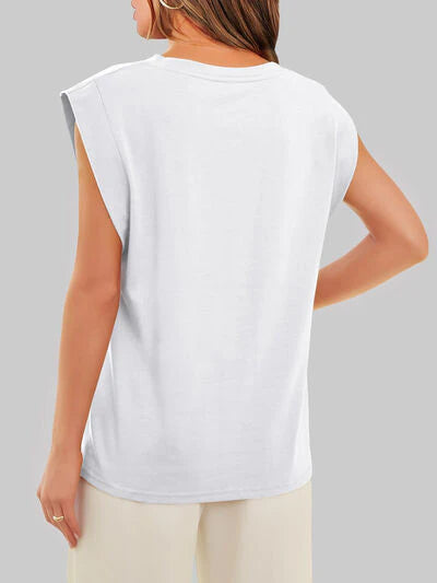 Round Neck Cap Sleeve Top