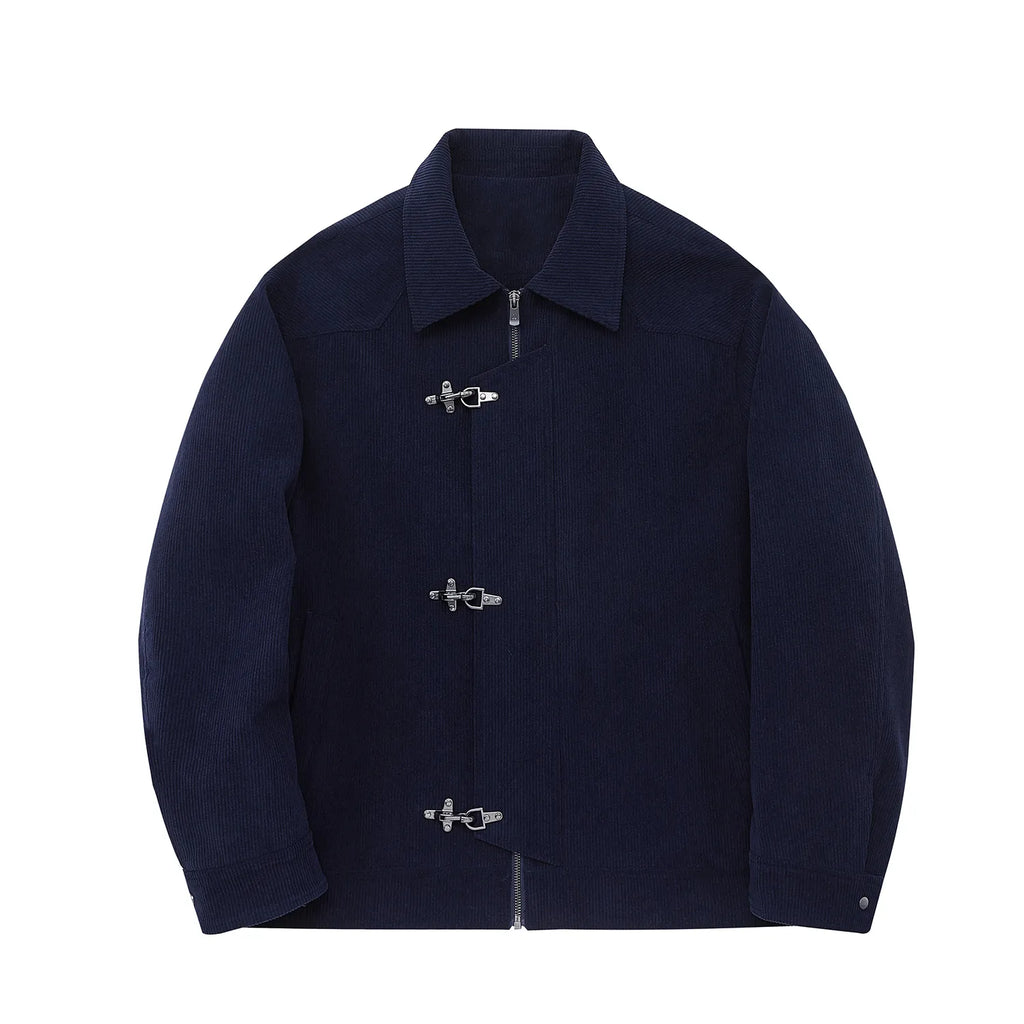 FIREMAN CLASP-BUCKLE CORDUROY COLLARED JACKET