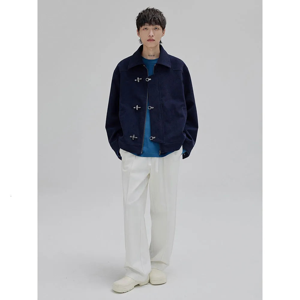 FIREMAN CLASP-BUCKLE CORDUROY COLLARED JACKET