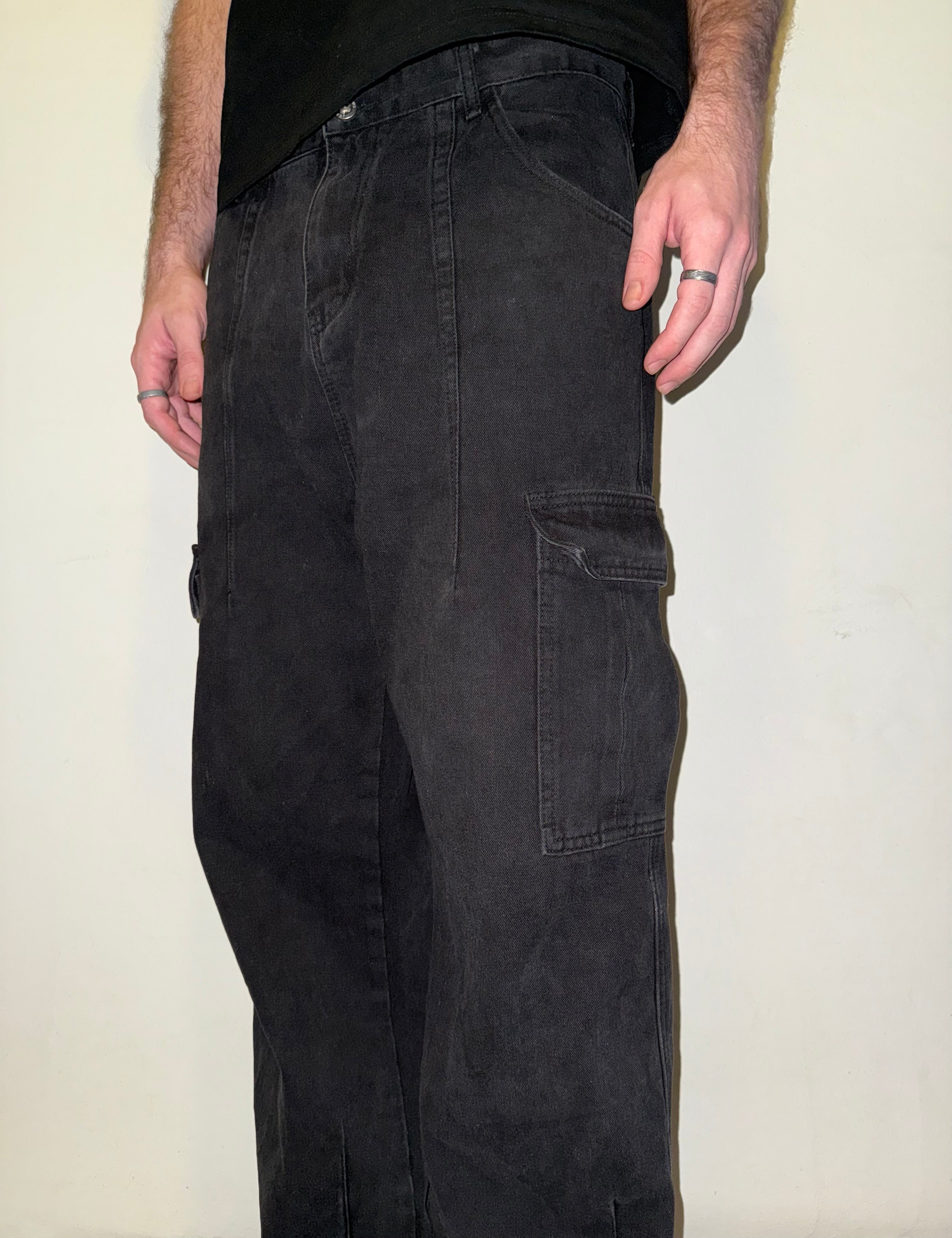 "Midnight" Black Cargo Denim